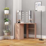 vidaXL Kotna mizica za ličenje z LED lučkami hrast 111x54x141,5 cm | Shoptok.si