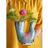 Bloomingville Zelena ručno oslikana vaza od kamenine (visina 19 cm) Trudy – | shoptok.hr