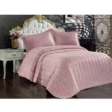 Mijolnir Ružičasti pamučan prošiven prekrivač za bračni krevet 240x260 cm Bulut –