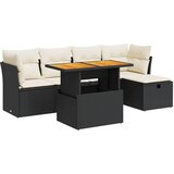  6-dijelni set vrtnih sofa s jastucima crni od poliratana bagrem | shoptok.hr
