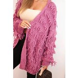 Kesi Włoski Women's cardigan with fringes and a loose fit purple | shoptok.hr