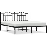  The Living Store Kovinski posteljni okvir z vzglavjem črn 180x200 cm - Posteljni Okvir, (21450129) | Shoptok.si