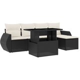 Maison Chic Seti vrtnega pohištva - Vrtna garnitura - Vrtni pohištvo set 6-delna z blazinami črna poli ratan, (21807070) | Shoptok.si