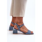EVENTO Women's Sandals On Block Heel In Blue Faux Suede Leisha | Shoptok.si