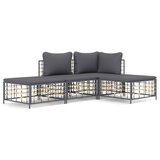 The Living Store Vrtna garnitura 4-delna z blazinami antracit poli ratan - Vrtna Sedežna Garnitura, (21460694) | Shoptok.si