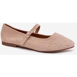 Boto Embellished Women's Ballerinas With Strap Pink Olivisse | Shoptok.si
