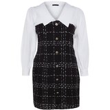 Trendyol Curve Black Plaid-Check Tweed Plus Size Dress | ePonuda.com