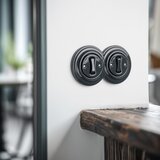  Kliklap - Dvostruki retro jednopolni prekidač sa okvirom br. 1 antracit | Eponuda.com