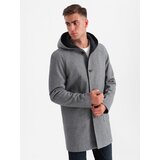 Ombre Men's melange long coat with hood - grey Cijene