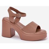 Boto Women's sandals on a chunky heel and platform made of eco leather dark beige Korlevia | shoptok.hr