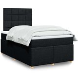 vidaXL Krevet s oprugama i madracem crni 120 x 200cm od tkanine | shoptok.hr