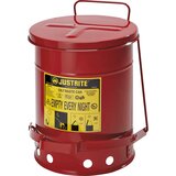 Justrite Varnostna posoda iz jeklene pločevine za odpadke, okrogla, z nožnim pedalom, prostornina 20 l | Shoptok.si