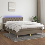 vidaXL Box spring postelja z vzmetnico LED taupe 140x190 cm blago Cene