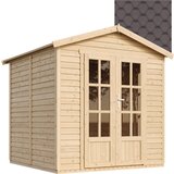 Timbela Lesena vrtna hiša - H233x233x222 cm/4 m² - Vrtna pisarna s podom in bitumenskimi ploščicami - M351FB+H351FBBROWN, (21999116) | Shoptok.si