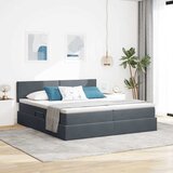  Krevet s LED trakama s pohranom Tamno siva 200 x 200 cm Baršun | shoptok.hr