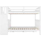 Lumor Pogradna postelja 140x200 cm iz borovega lesa - z dvema predaloma in lestvijo za shranjevanje - bela, (22156790) | Shoptok.si