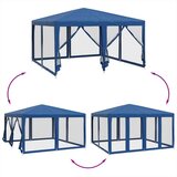 vidaXL Vrtni šotor z 8 mrežastimi stranicami moder 4x4 m HDPE | Shoptok.si