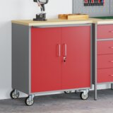 vidaXL Orodna omara s kolesi in zaklepna rdeča 75x45x85 cm Jeklo | Shoptok.si