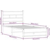 vidaXL Kovinski posteljni okvir brez vzmetnice dimljen hrast 90x190 cm | Shoptok.si