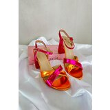 Boto Eco Leather Sandals with High Block Heel Fuchsia Abilica | shoptok.hr