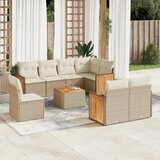 vidaXL 9-dijelni set vrtnih sofa s jastucima bež od poliratana | shoptok.hr