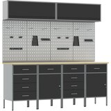 vidaXL 10-delni delovni omar in pegboard set, črna MDF in kovina, (22047479) u