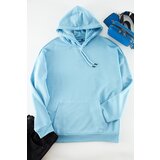Trendyol Men's Blue Oversize Hooded Floral Embroidery Sweatshirt | shoptok.hr
