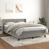 The Living Store Box spring postelja z vzmetnico svetlo siv 140x190 cm žamet - Box Spring Postelja, (21491941) Cene