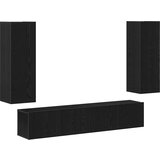 vidaXL 4-delni komplet TV omar - stenska omara iz črnega hrasta, črna hrastna TV omara 80x30x30 cm iz umetnega lesa, stenske TV omare - 2 kosa črnega hrasta, 30.5x30x90 cm, narejeno iz umetnega lesa Cene