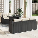 vidaXL 6-delna vrtna sofa garnitura z blazinami črn poli ratan | Shoptok.si