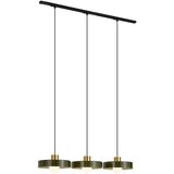 QAZQA Modern Track System Black with 3 Pendant Lights Brass and Green 1-Phase - Iconic Jina Cene