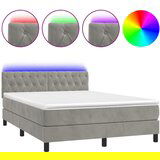 The Living Store Box spring postelja z vzmetnico LED svetlo siva 140x200cm žamet - Box Spring Postelja, (21489544) | Shoptok.si