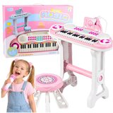  Elektronični klavir za djecu, stolica, mikrofon, MP3, ružičasta | shoptok.hr