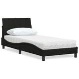 vidaXL Postelja z vzmetnico črna 90x190 cm blago, (21793207) | Shoptok.si