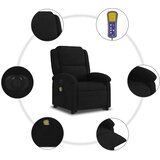  Električni masažni naslonjač na podizanje crni baršun | shoptok.hr