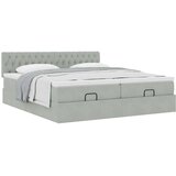 vidaXL Otomanski posteljni okvir z vzmetnicami siv 200x200cm žamet | Shoptok.si