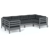  Vrtna sedežna garnitura 6-delna z blazinami siva borovina, (20675126) | Shoptok.si
