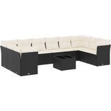 Maison Chic Seti vrtnega pohištva - Vrtna garnitura - Vrtni pohištvo set 11-delna z blazinami črn poli ratan, (21815239) | Shoptok.si