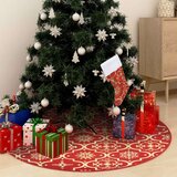vidaXL Luksuzna podloga za božićno drvce s čarapom crvena 122 cm Cijene