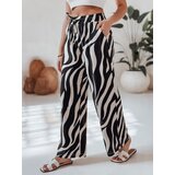 DStreet Spodnie damskie wide leg w paski ZEBRAVIBE beżowo-czarne | Shoptok.si