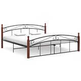 Kovina Posteljni okvir črna kovina in trdna hrastovina 180x200 cm | Shoptok.si