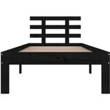  Posteljni okvir črn iz trdnega lesa 90x200 cm, (20601675) | Shoptok.si