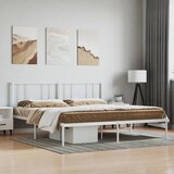 vidaXL Kovinski posteljni okvir z vzglavjem bel 193x203 cm Cene