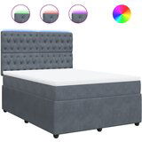 vidaXL Box spring postelja z vzmetnico temno siva 140x200 cm žamet, (21308974) | Shoptok.si