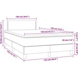 vidaXL Box spring postelja z vzmetnico LED sv. siva 120x190 cm blago | Shoptok.si