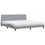 Krevet s madracem Hanko svjetlosivi 200 x 200 cm od tkanine | Eponuda.com