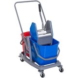  Kolica za čišćenje/brisanje s 2 kante sistemska kolica s 4 glatka kotačića metal+PP plava+crvena 73 × 45 × 92 cm Cijene