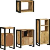 vidaXL Set namještaja za kupaonicu 4 pcs Smeđa Čvrsto drvo manga | shoptok.hr