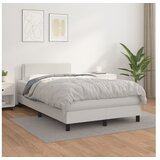  Box spring postelja z vzmetnico bel 120x200 cm umetno usnje | Shoptok.si