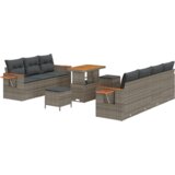 vidaXL set od 10 komada vrtne sofe s jastučićima Siva Poli ratan Akacija | shoptok.hr